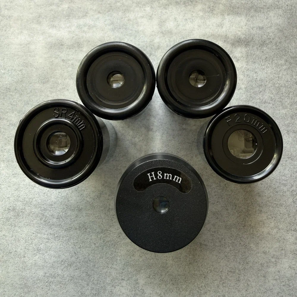 Lot of 5 Telescope Eyepieces -SR4mm, F-8, F-12.5, F-20 And H8mm